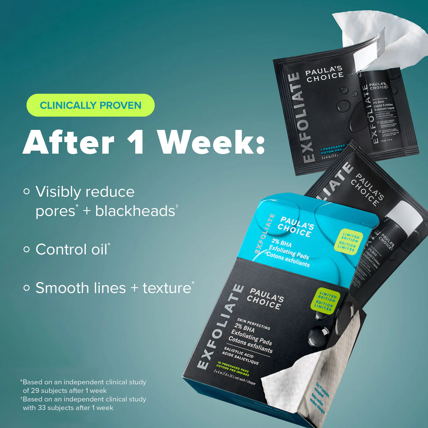 Skin Perfecting 2% BHA Exfoliating Toner Pads for Clear Skin