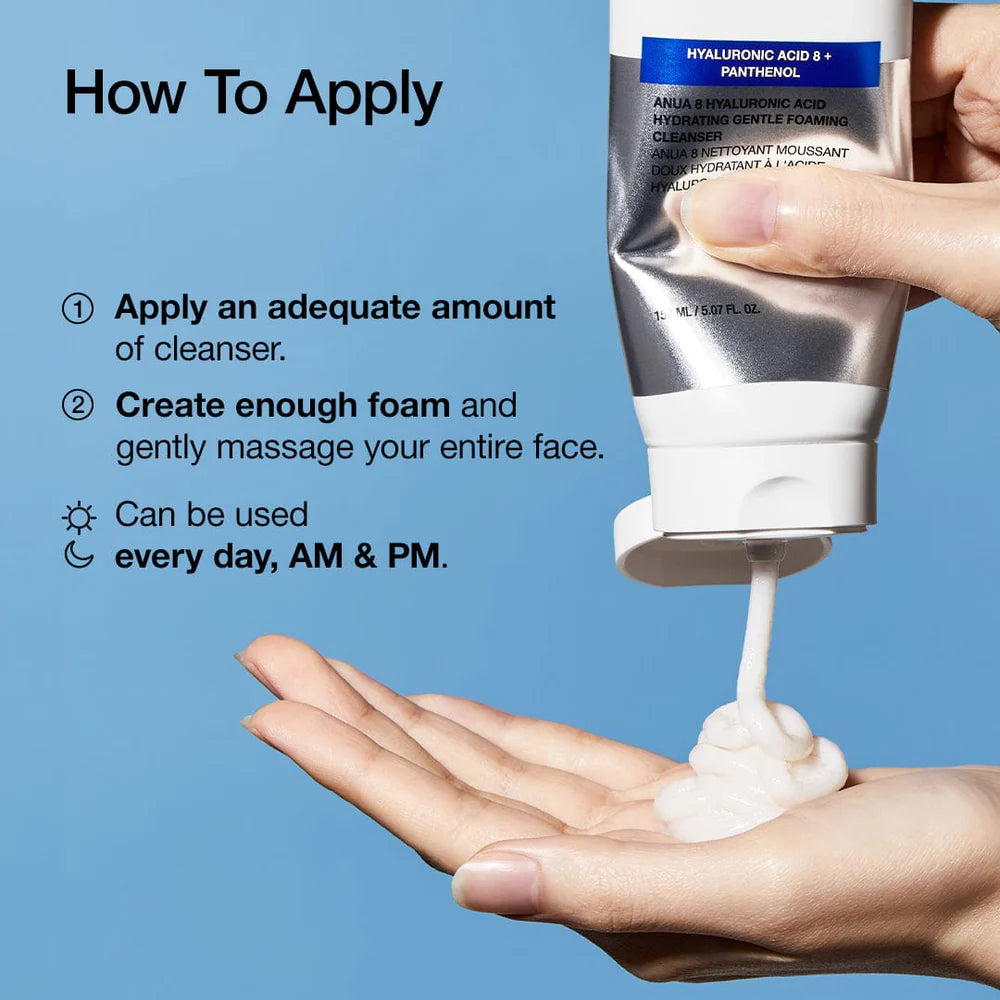Anua 8 Hyaluronic Acid Hydrating Gentle Foaming Cleanser