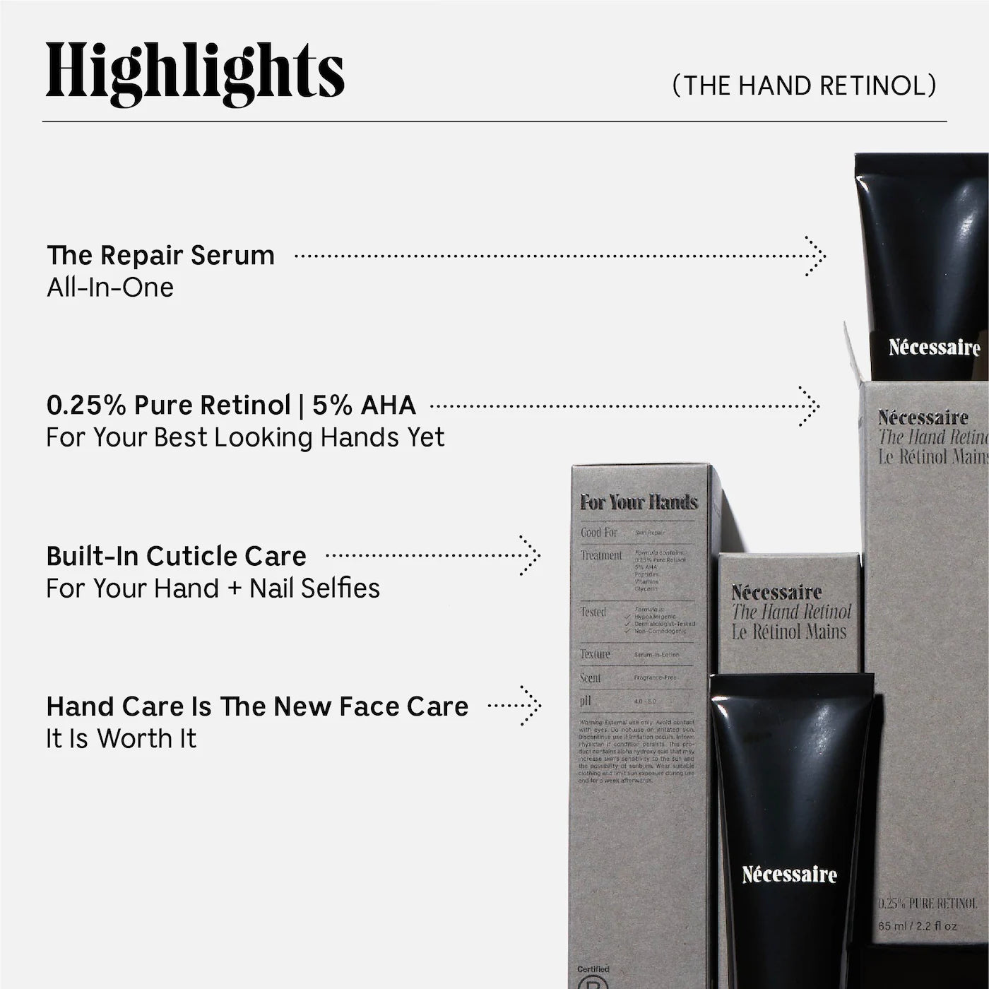 The Hand Retinol - Repair Serum with 0.25% Pure Retinol, 5% AHA + 10 Peptides