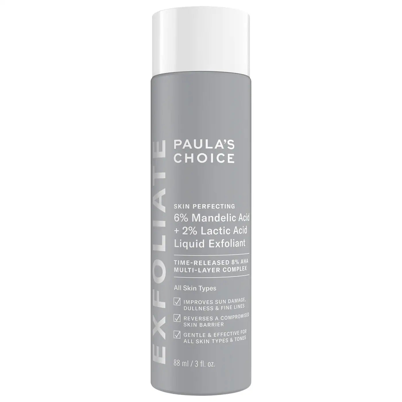 6% Mandelic Acid + 2% Lactic Acid AHA Liquid Exfoliant for Dark Spots, Textured Skin