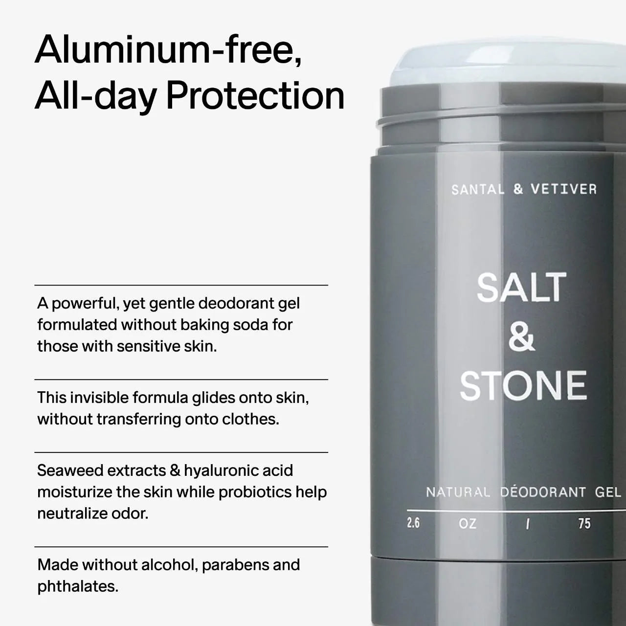 Santal & Vetiver Aluminum-Free Clear Gel Deodorant for Sensitive Skin
