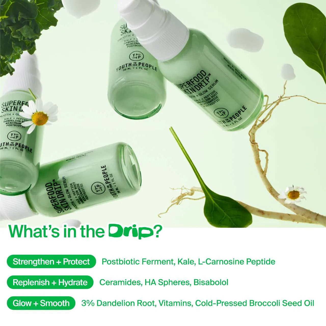 Superfood Skin Drip Smooth + Glow Barrier Serum with Kale + Niacinamide