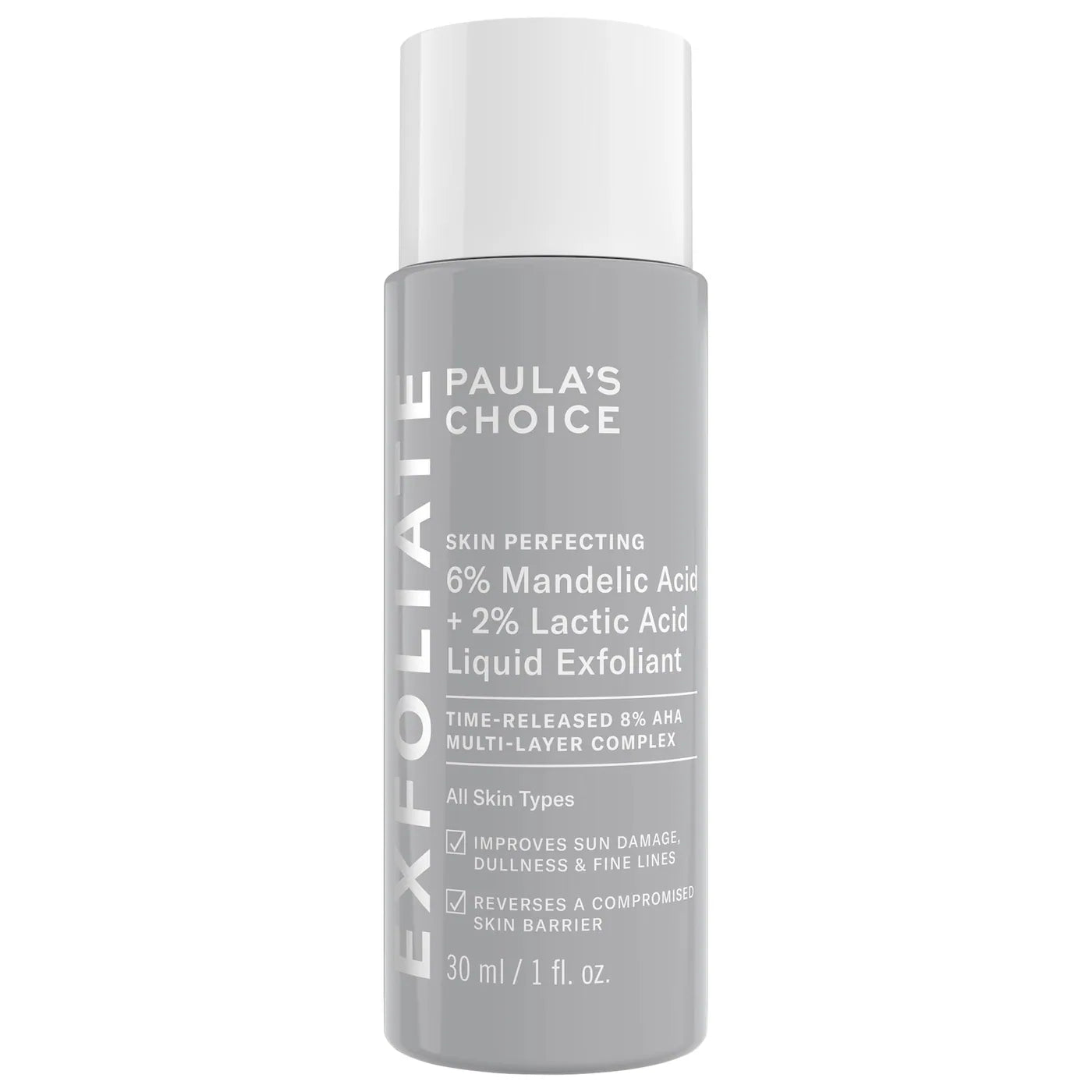 6% Mandelic Acid + 2% Lactic Acid AHA Liquid Exfoliant for Dark Spots, Textured Skin