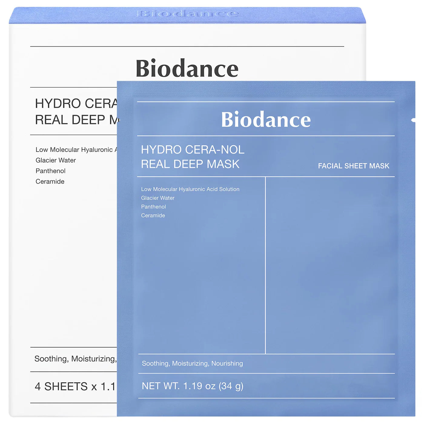 Hydro Cera-nol Real Deep Mask - 4 pack for Dryness Relief & Redness Soothing