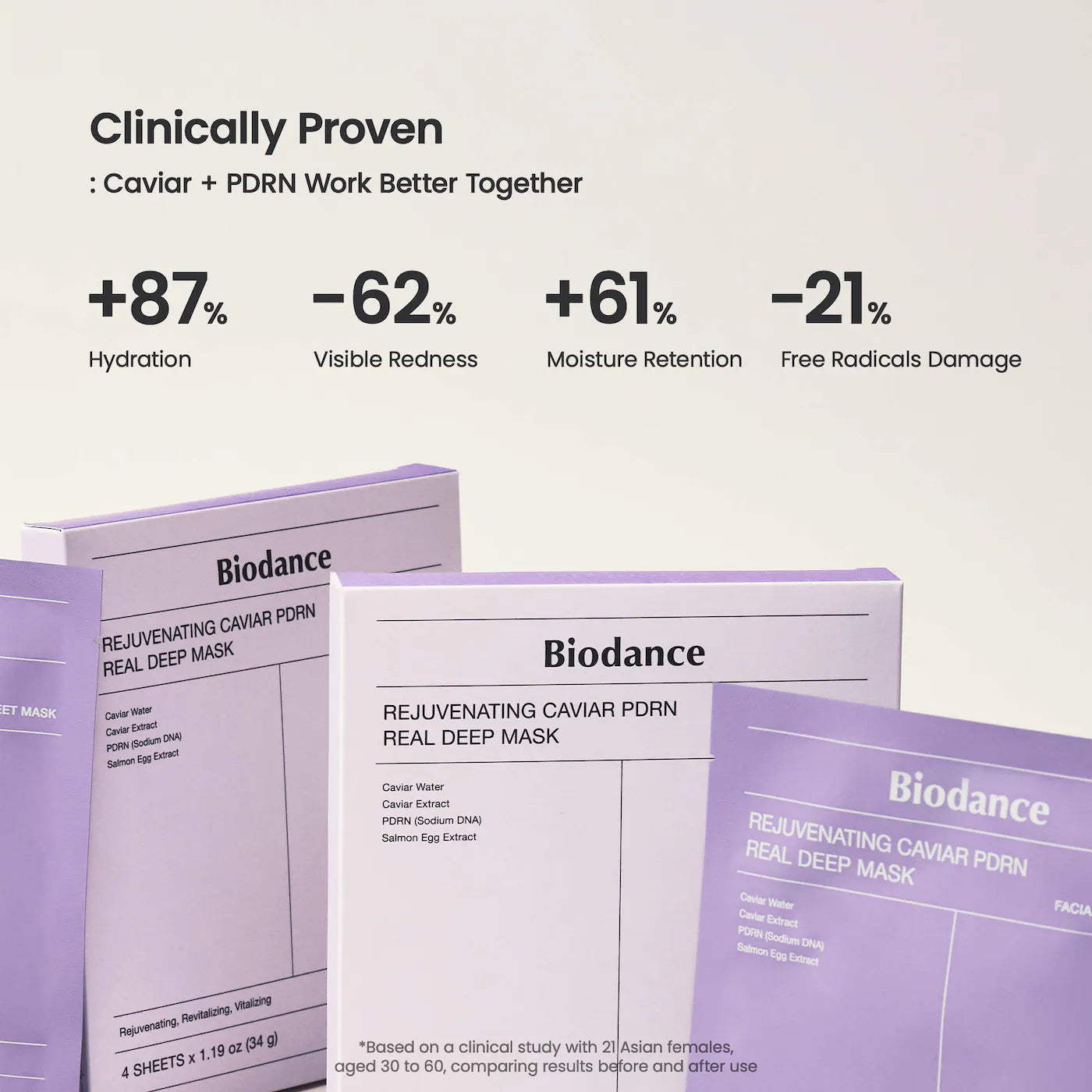 Rejuvenating Caviar PDRN Real Deep Mask - 4 Pack for Natural Skin Renewal & Firming