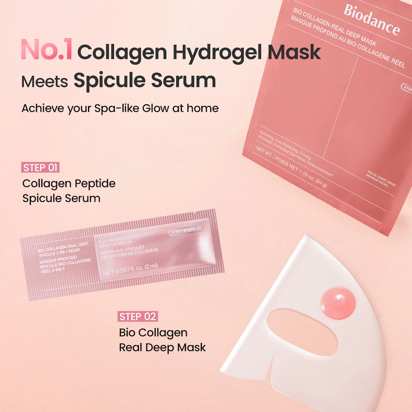 Biodance Bio Collagen Real Deep Spicule 2 Step Mask - 4 Pack for Glow & Pore Care