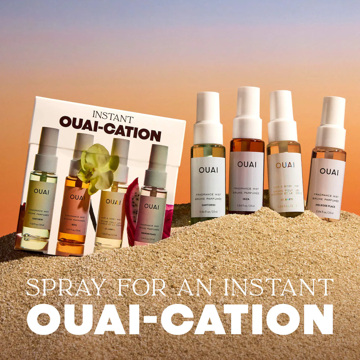 Mini St. Barts, Ibiza, Santorini & Melrose Hair & Body Mist Set